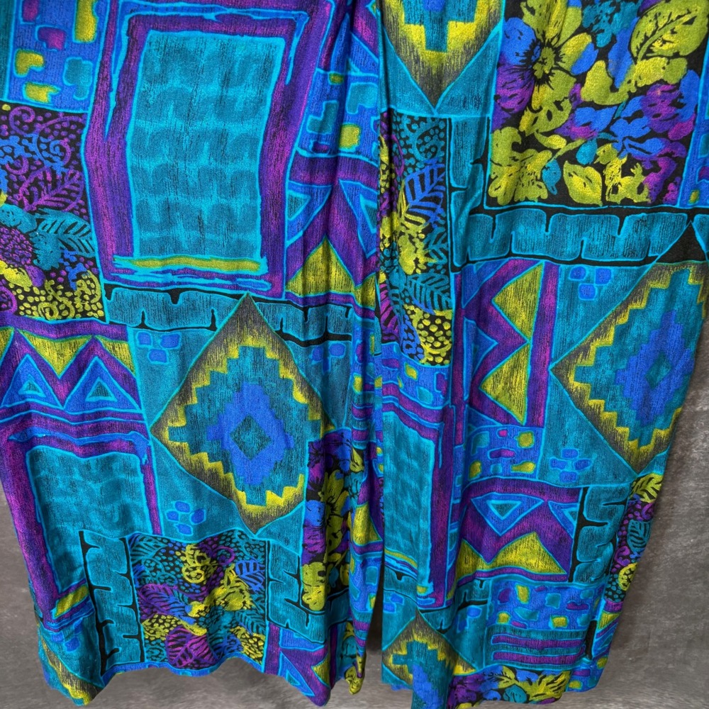 Vintage Moon Dance Wide Leg Jumpsuit Size 8 Aztec Southwestern Blue Funky Artsy - Picture 4 of 16